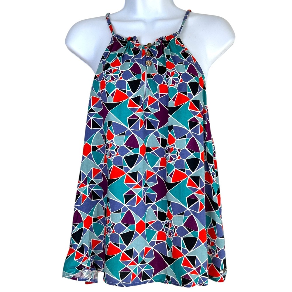 Roxy Womens Colorful‎ Geometric Print Tank Top Size S Surf Beach Skater Preppy